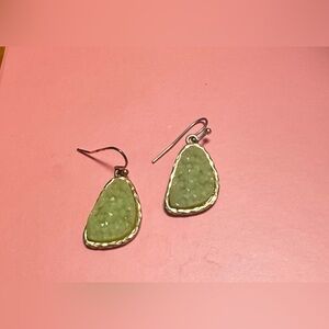 Elegant Green & Gold Drop Earrings